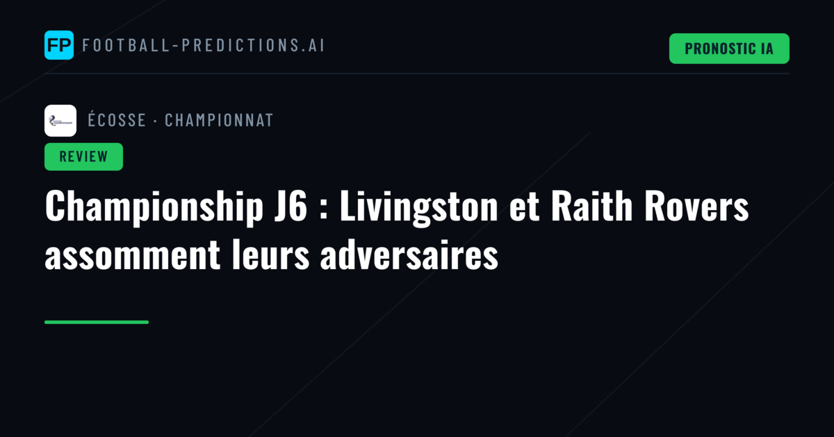 Championship J6 : Livingston et Raith Rovers assomment leurs adversaires