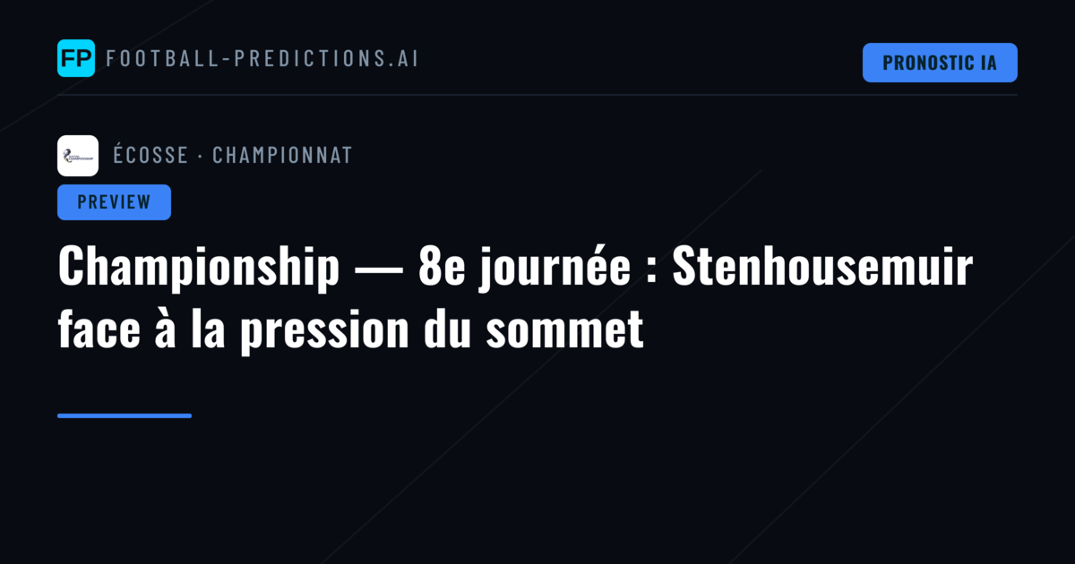 Championship — 8e journée : Stenhousemuir face à la pression du sommet