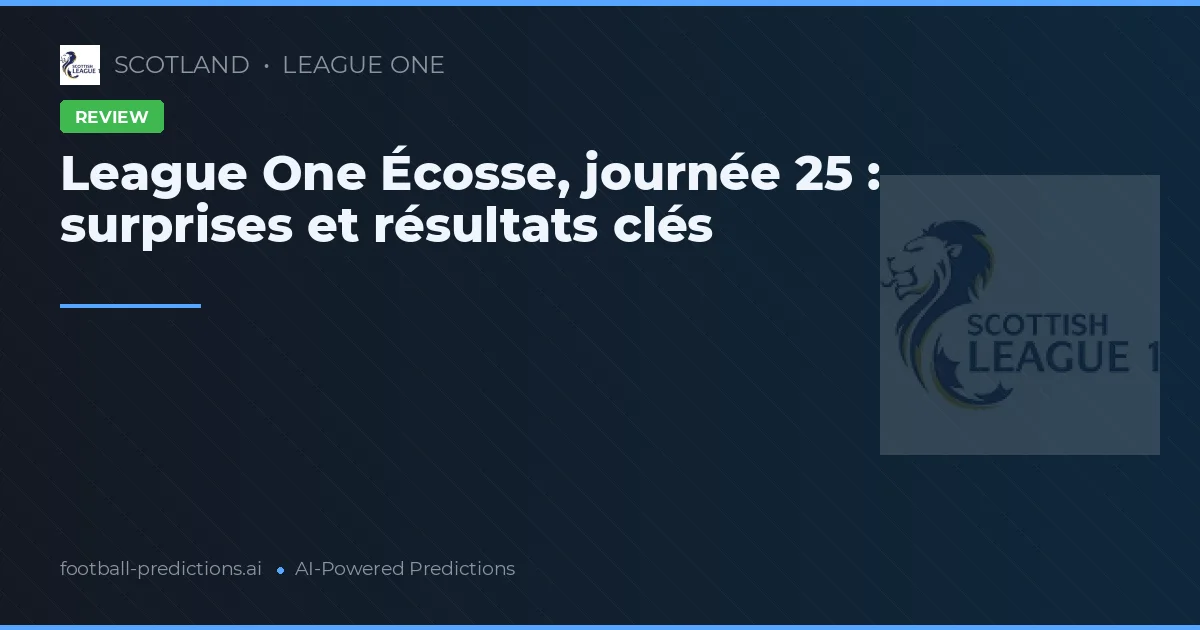 League One Écosse, journée 25 : surprises et résultats clés
