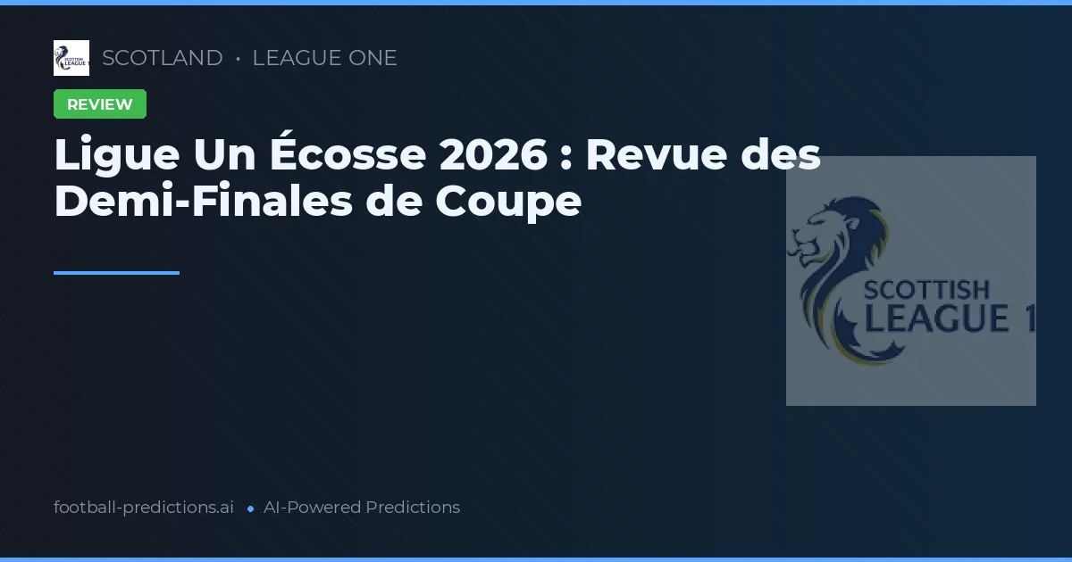 Ligue Un Écosse 2026 : Revue des Demi-Finales de Coupe