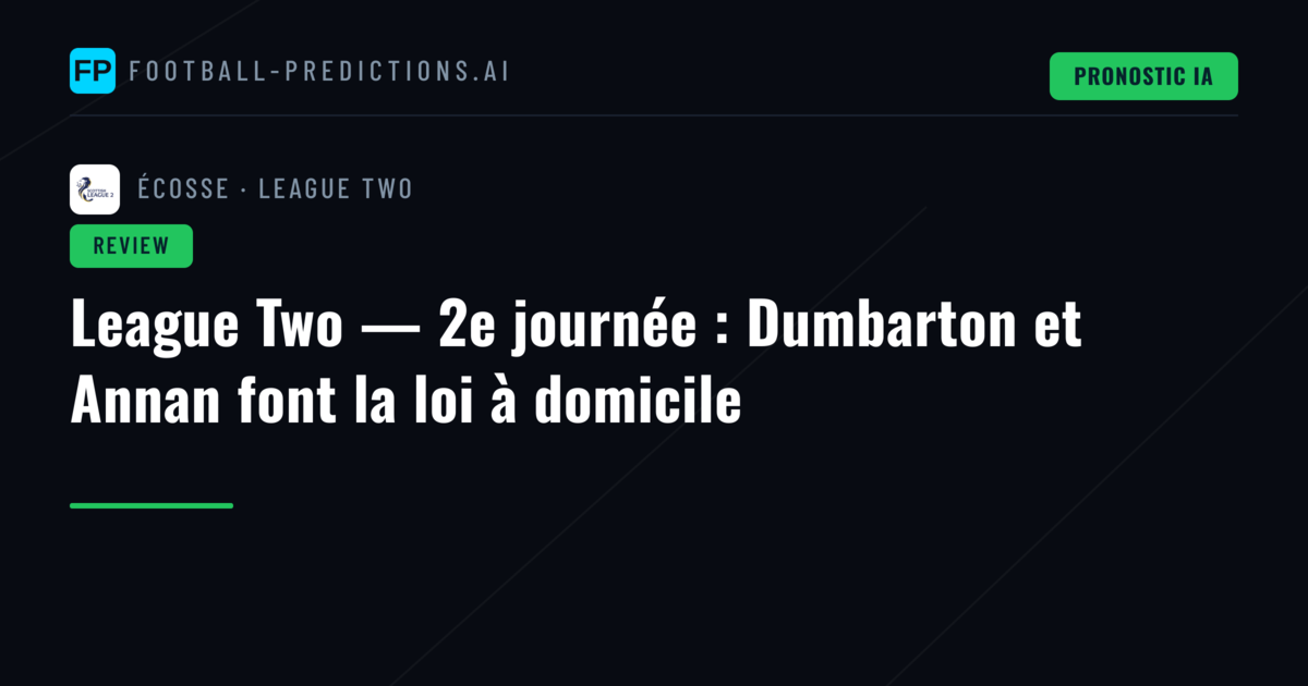 League Two — 2e journée : Dumbarton et Annan font la loi à domicile