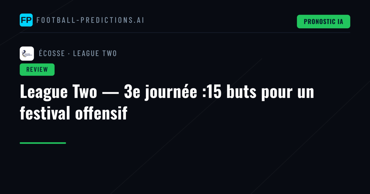 League Two — 3e journée :15 buts pour un festival offensif