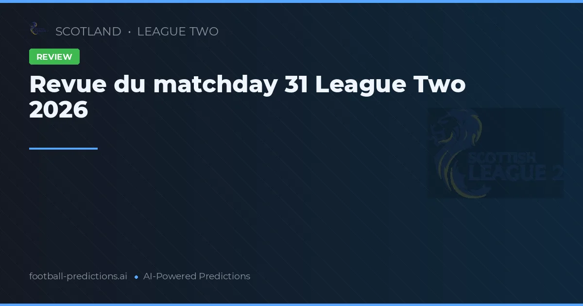 Revue du matchday 31 League Two 2026