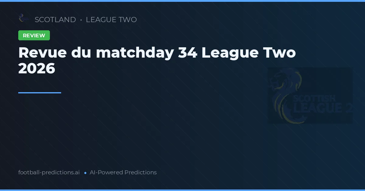 Revue du matchday 34 League Two 2026