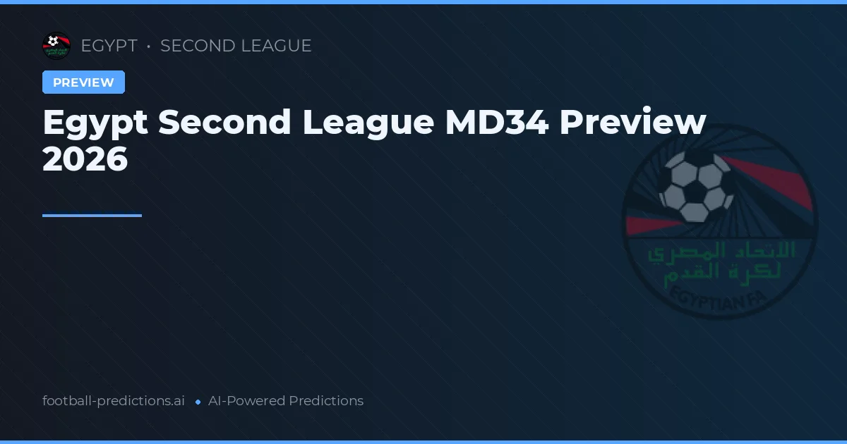 Egypt Second League MD34 Preview 2026
