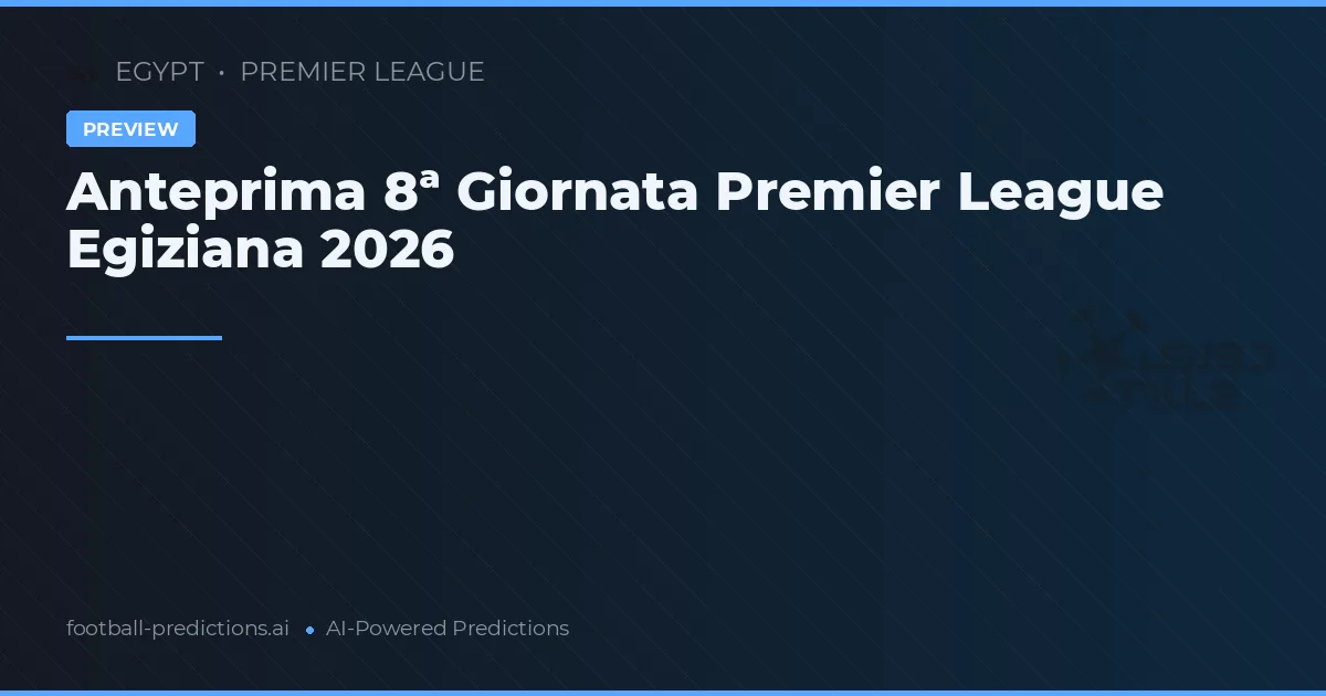Anteprima 8ª Giornata Premier League Egiziana 2026