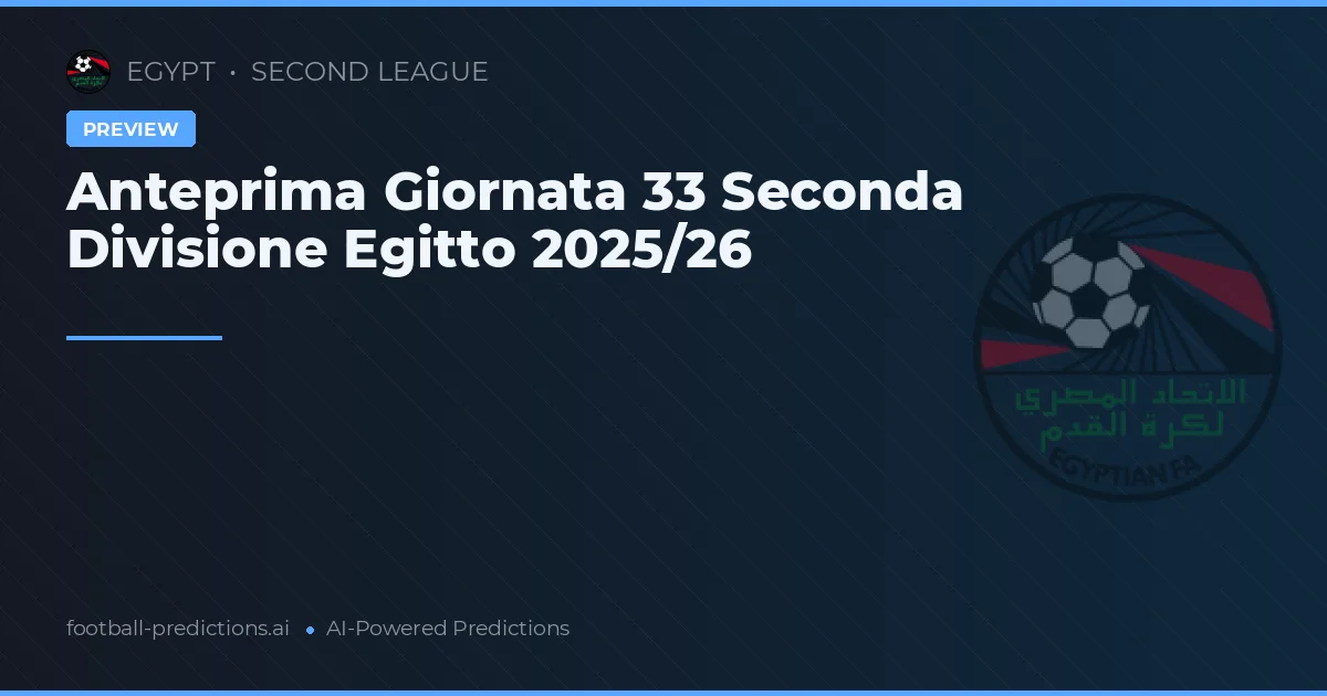 Anteprima Giornata 33 Seconda Divisione Egitto 2025/26