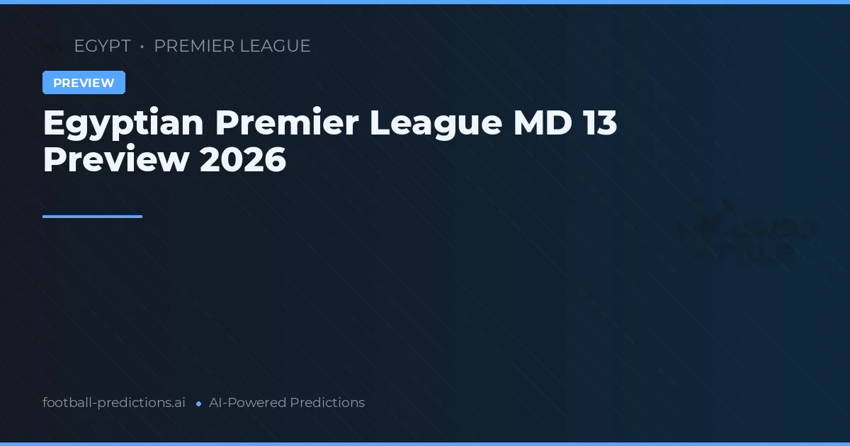 Egyptian Premier League MD 13 Preview 2026