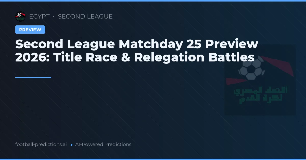Second League Matchday 25 Preview 2026: Title Race & Relegation Battles
