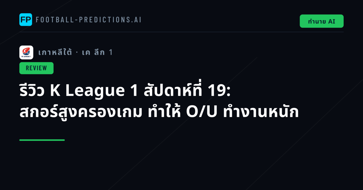 รีวิว K League 1 สัปดาห์ที่ 19: สกอร์สูงครองเกม ทำให้ O/U ทำงานหนัก