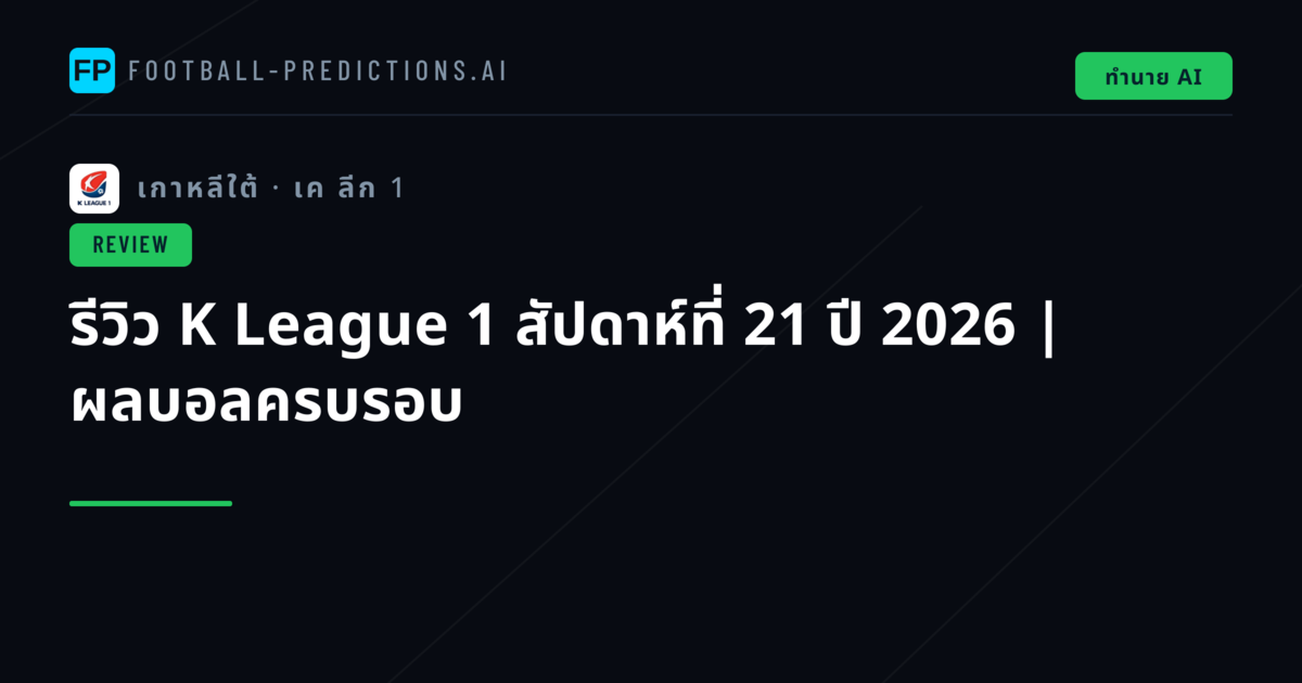 รีวิว K League 1 สัปดาห์ที่ 21 ปี 2026 | ผลบอลครบรอบ