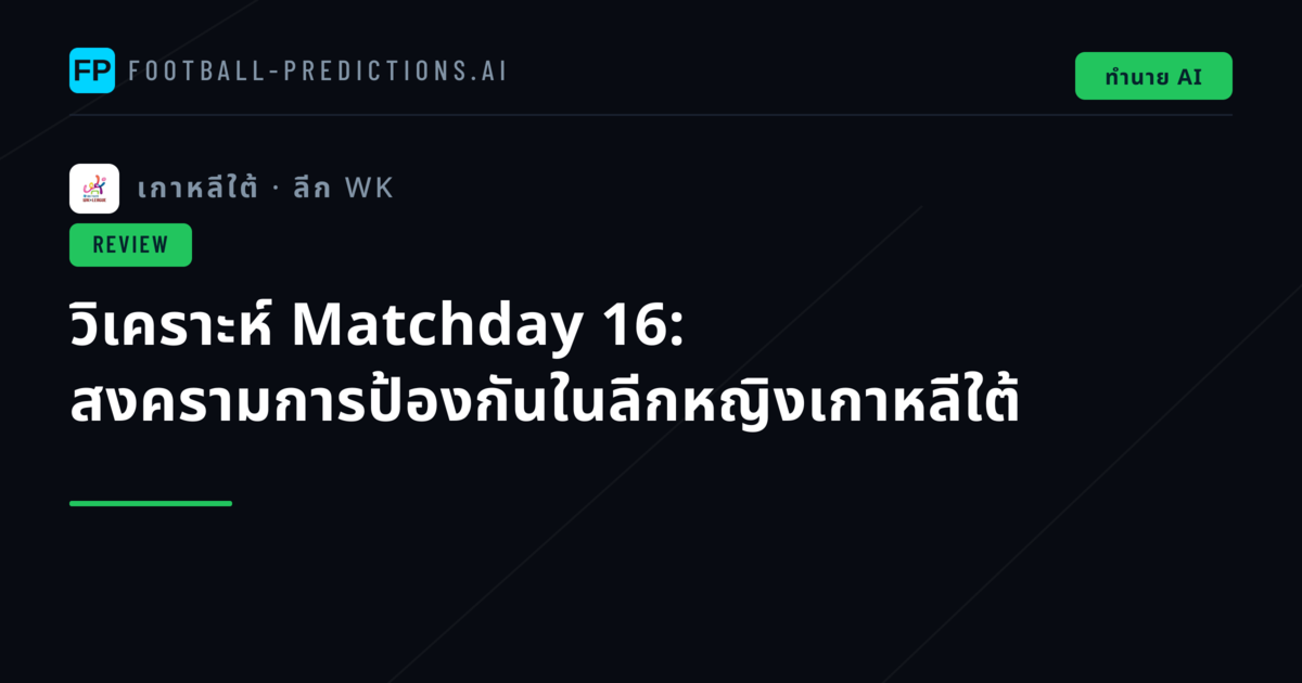 วิเคราะห์ Matchday 16: สงครามการป้องกันในลีกหญิงเกาหลีใต้