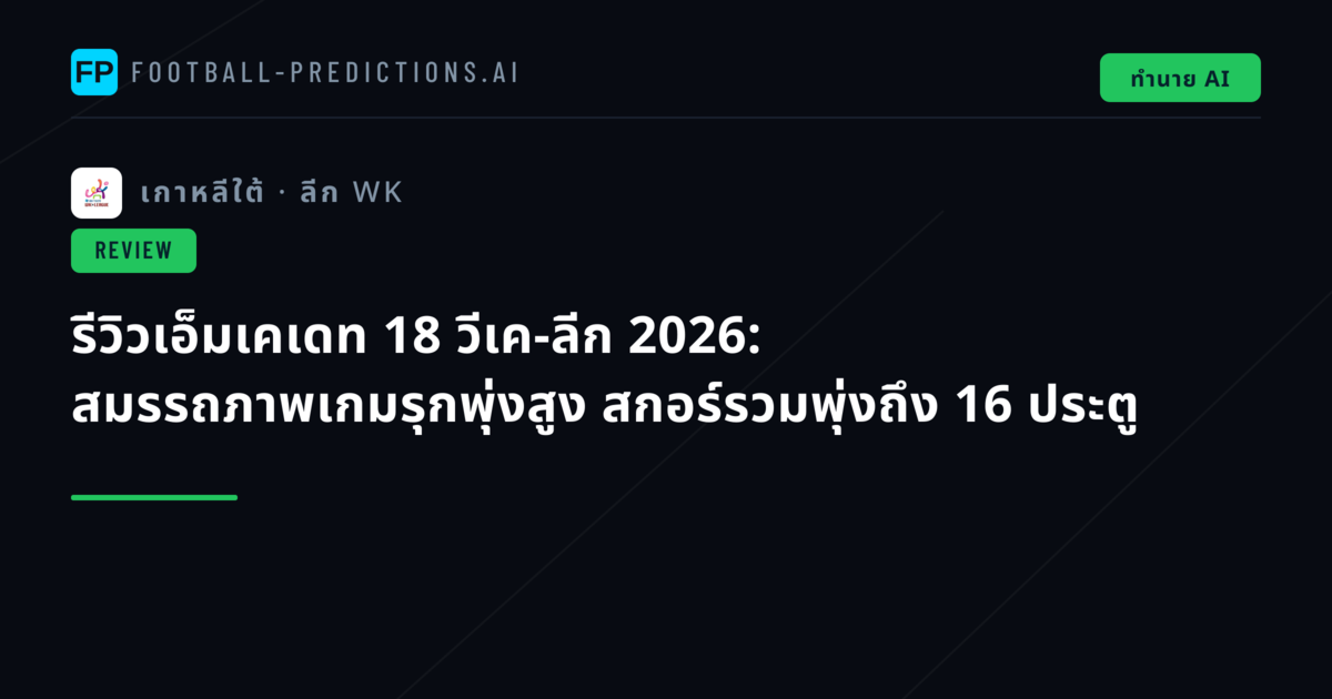 รีวิวเอ็มเคเดท 18 วีเค-ลีก 2026: สมรรถภาพเกมรุกพุ่งสูง สกอร์รวมพุ่งถึง 16 ประตู
