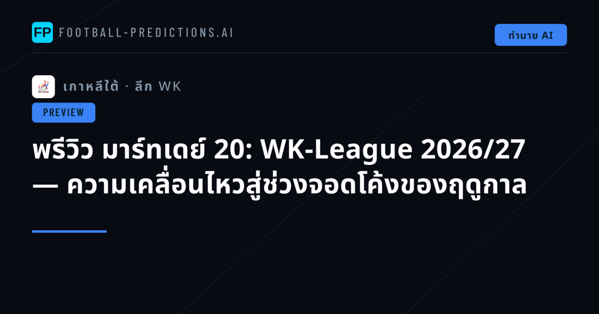 พรีวิว มาร์ทเดย์ 20: WK-League 2026/27 — ความเคลื่อนไหวสู่ช่วงจอดโค้งของฤดูกาล