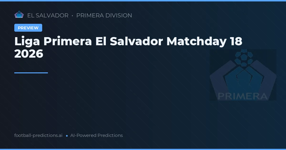 Liga Primera El Salvador Matchday 18 2026