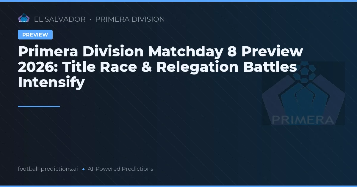 Primera Division Matchday 8 Preview 2026: Title Race & Relegation Battles Intensify