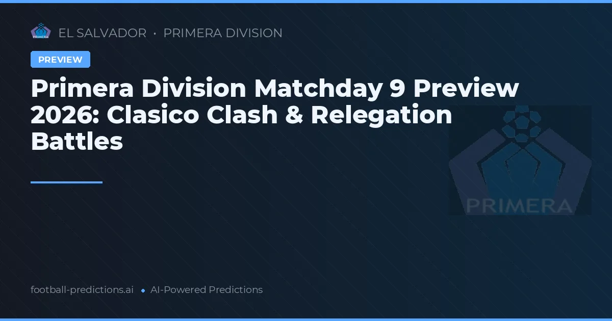 Primera Division Matchday 9 Preview 2026: Clasico Clash & Relegation Battles