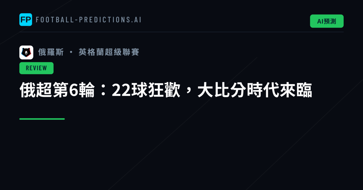 俄超第6輪：22球狂歡，大比分時代來臨