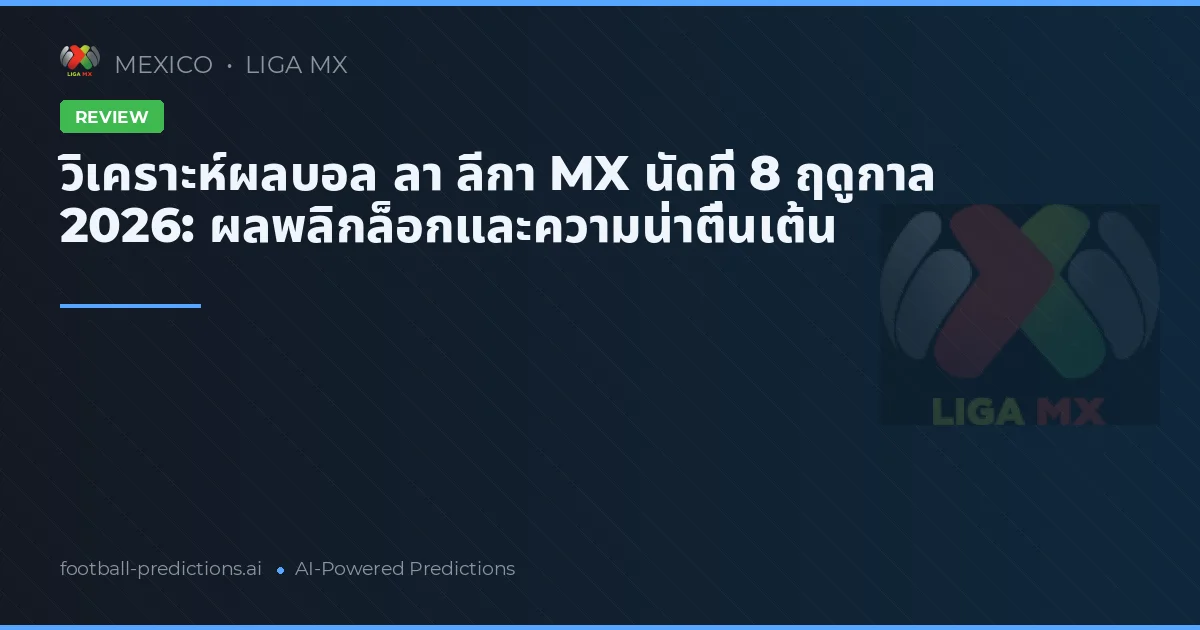 วิเคราะห์ผลบอล ลา ลีกา MX นัดที่ 8 ฤดูกาล 2026: ผลพลิกล็อกและความน่าตื่นเต้น