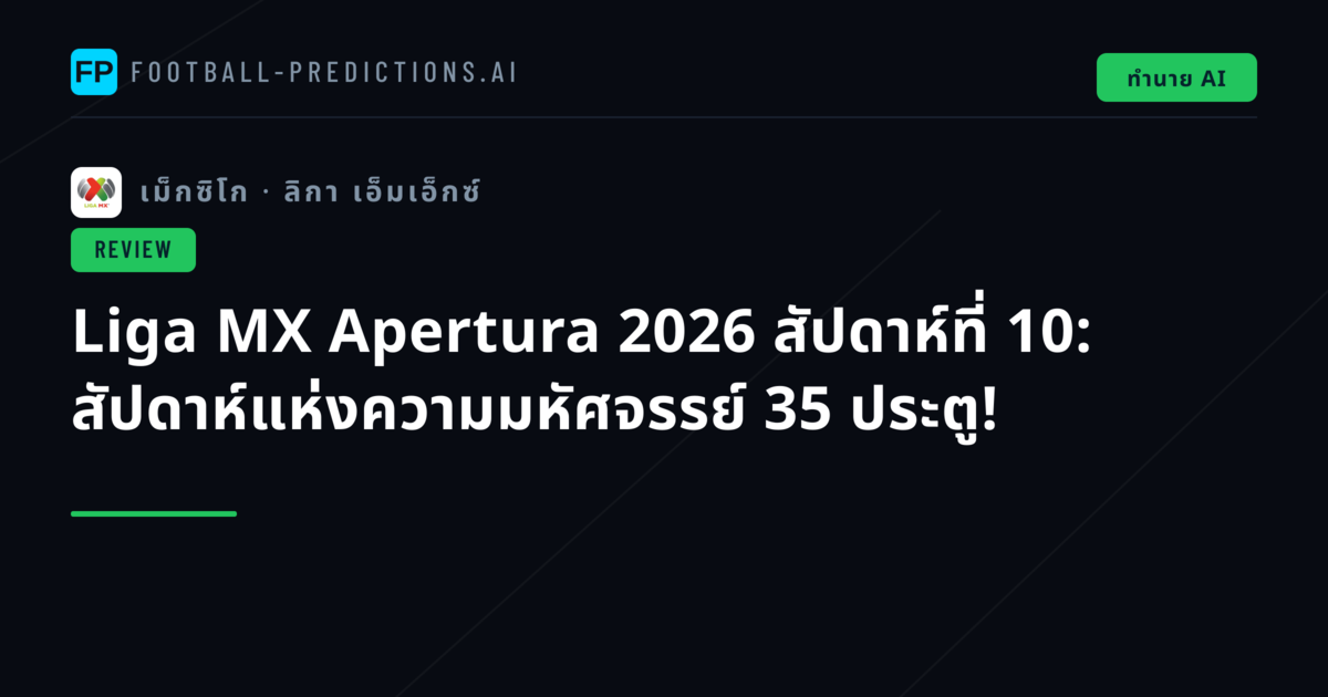 Liga MX Apertura 2026 สัปดาห์ที่ 10: สัปดาห์แห่งความมหัศจรรย์ 35 ประตู!
