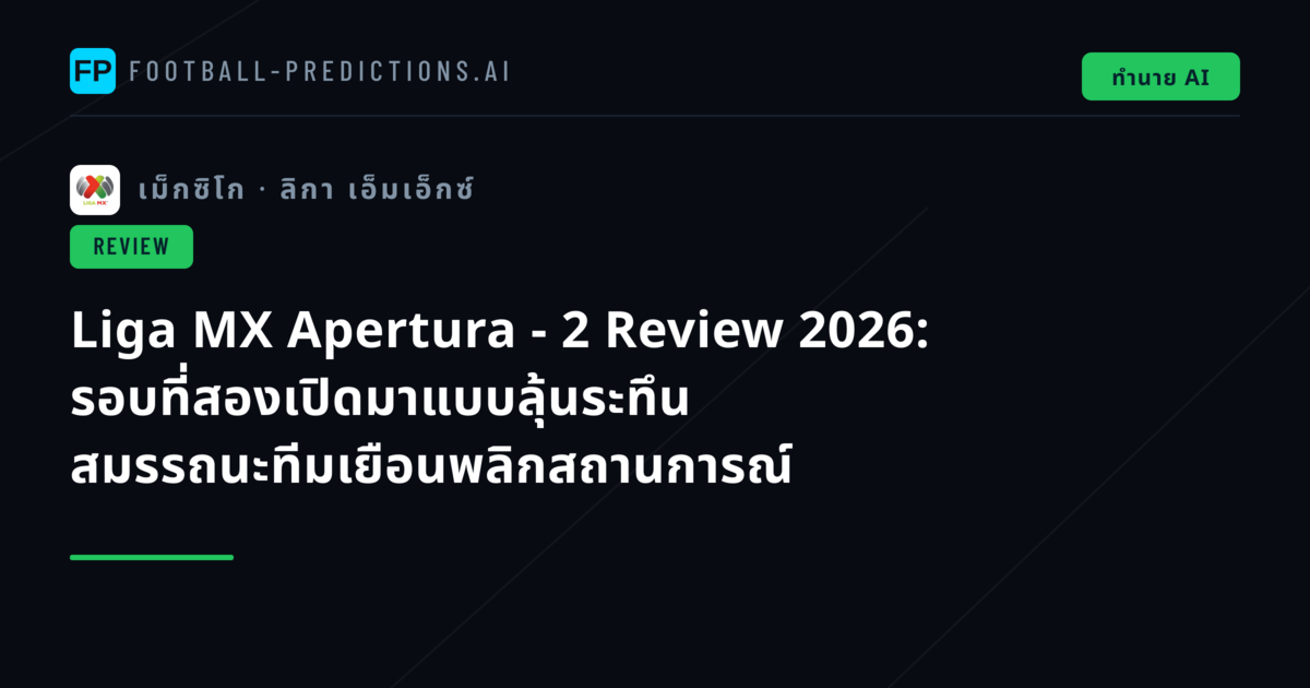 Liga MX Apertura - 2 Review 2026: รอบที่สองเปิดมาแบบลุ้นระทึน สมรรถนะทีมเยือนพลิกสถานการณ์