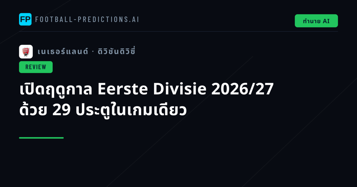 เปิดฤดูกาล Eerste Divisie 2026/27 ด้วย 29 ประตูในเกมเดียว