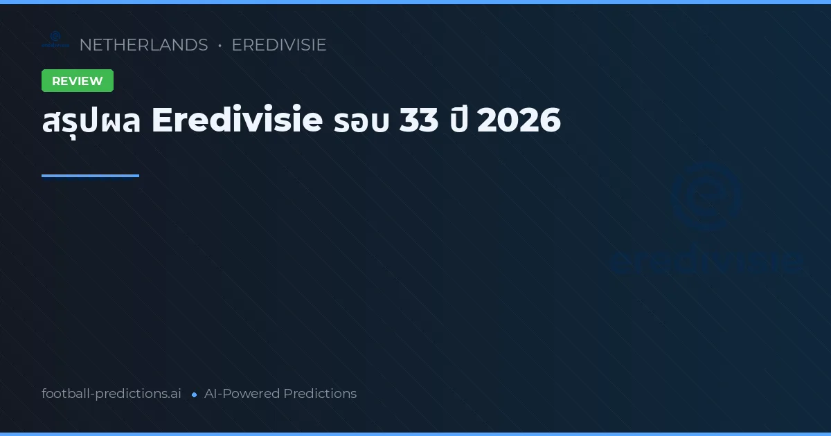 สรุปผล Eredivisie รอบ 33 ปี 2026