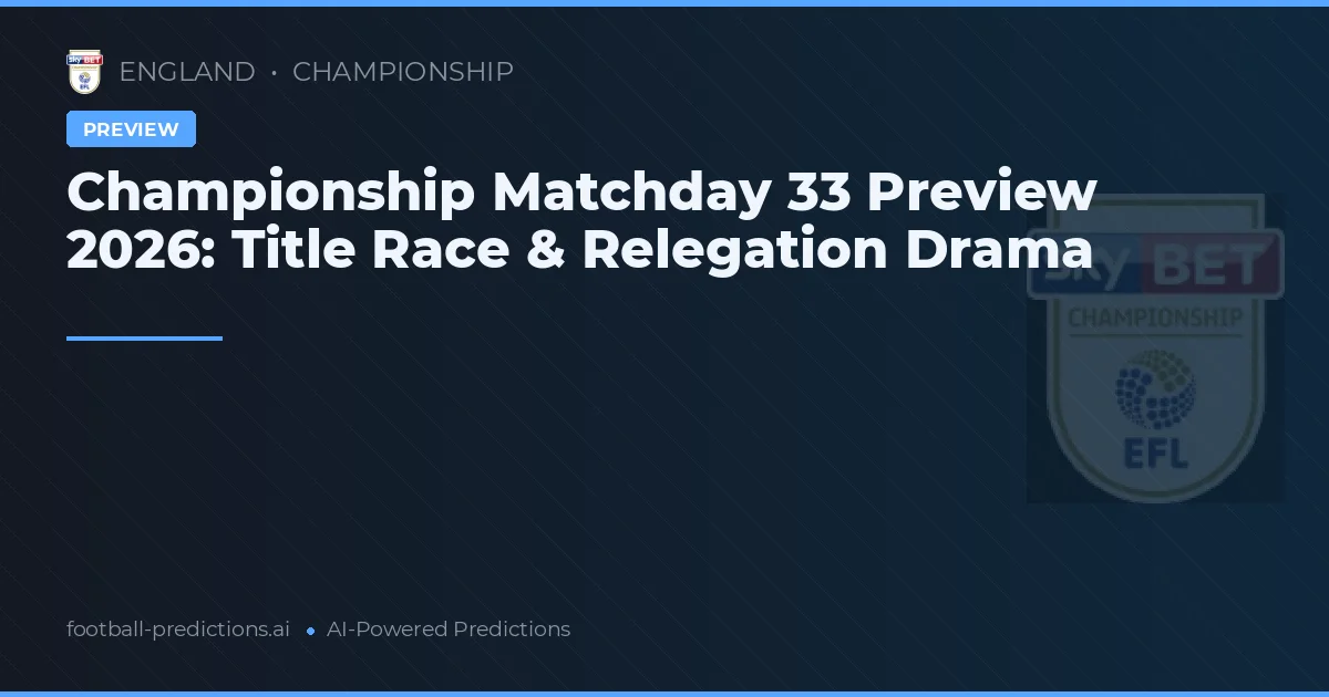 Championship Matchday 33 Preview 2026: Title Race & Relegation Drama