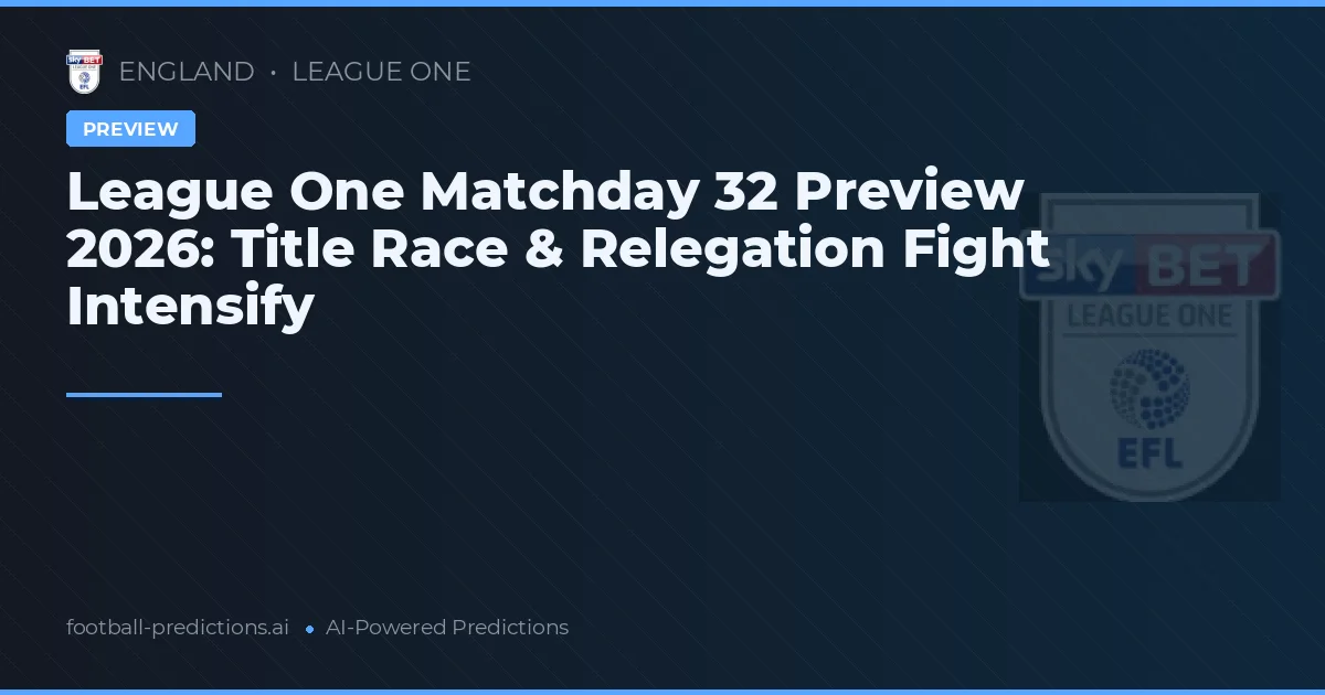 League One Matchday 32 Preview 2026: Title Race & Relegation Fight Intensify