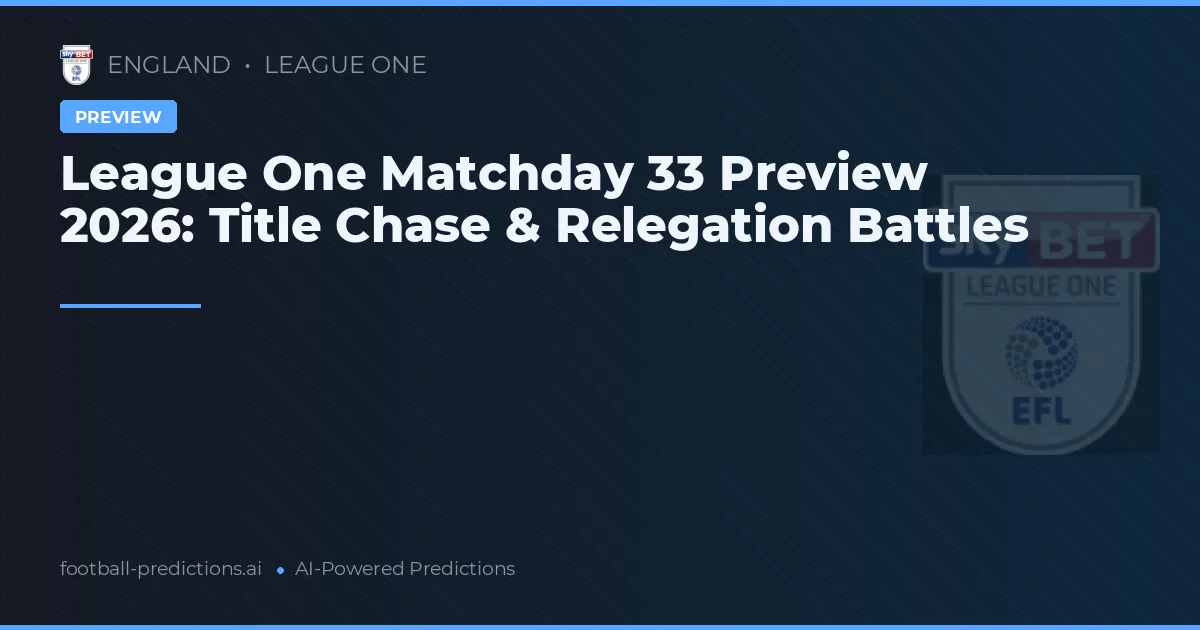 League One Matchday 33 Preview 2026: Title Chase & Relegation Battles