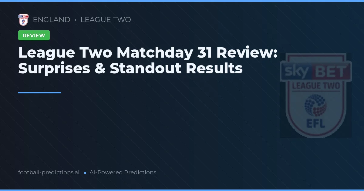 League Two Matchday 31 Review: Surprises & Standout Results
