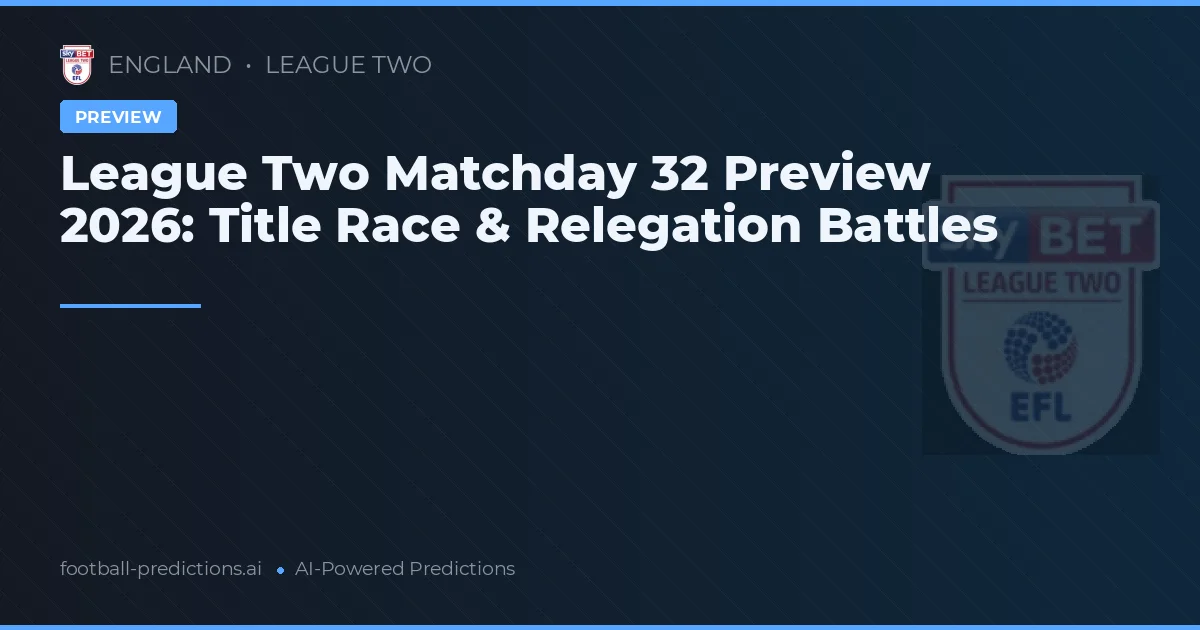 League Two Matchday 32 Preview 2026: Title Race & Relegation Battles