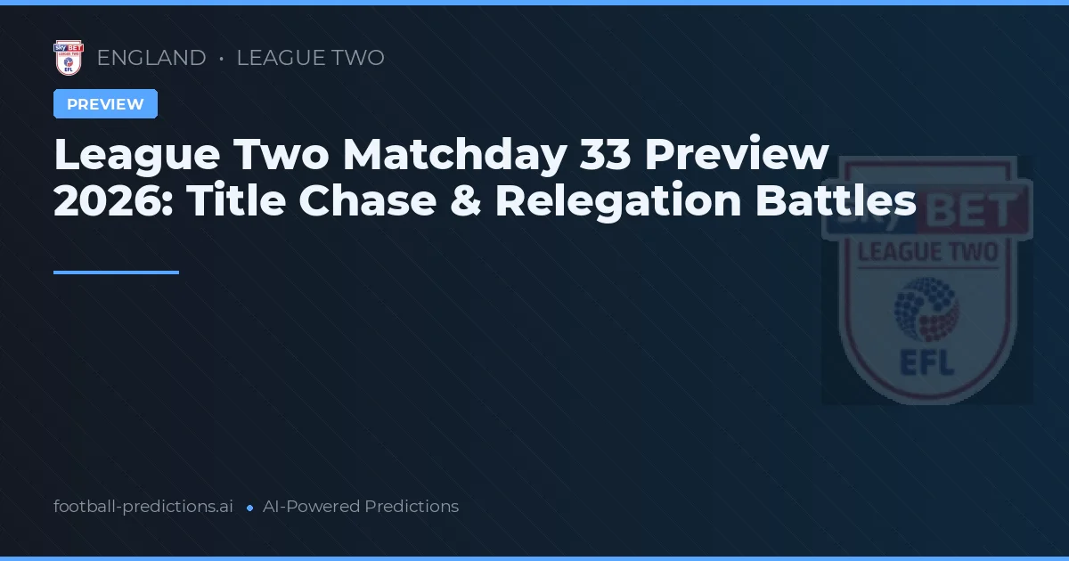 League Two Matchday 33 Preview 2026: Title Chase & Relegation Battles
