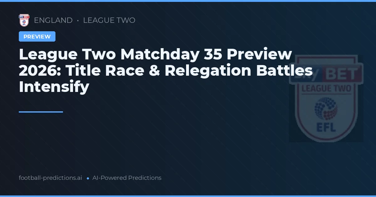 League Two Matchday 35 Preview 2026: Title Race & Relegation Battles Intensify