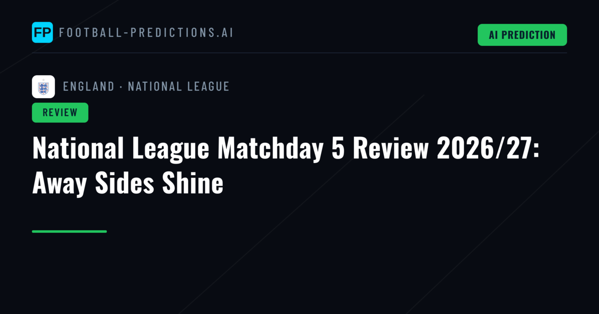 National League Matchday 5 Review 2026/27: Away Sides Shine