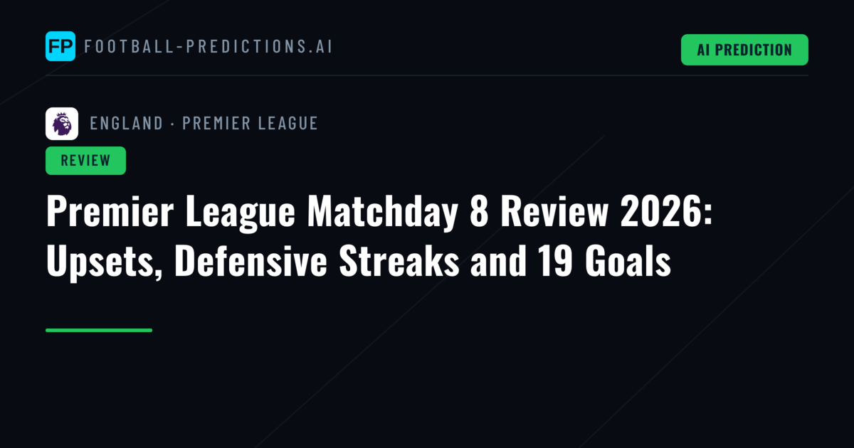Premier League Matchday 8 Review 2026: Upsets, Defensive Streaks and 19 Goals