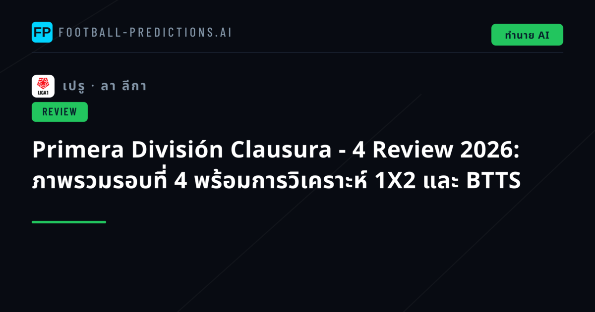 Primera División Clausura - 4 Review 2026: ภาพรวมรอบที่ 4 พร้อมการวิเคราะห์ 1X2 และ BTTS
