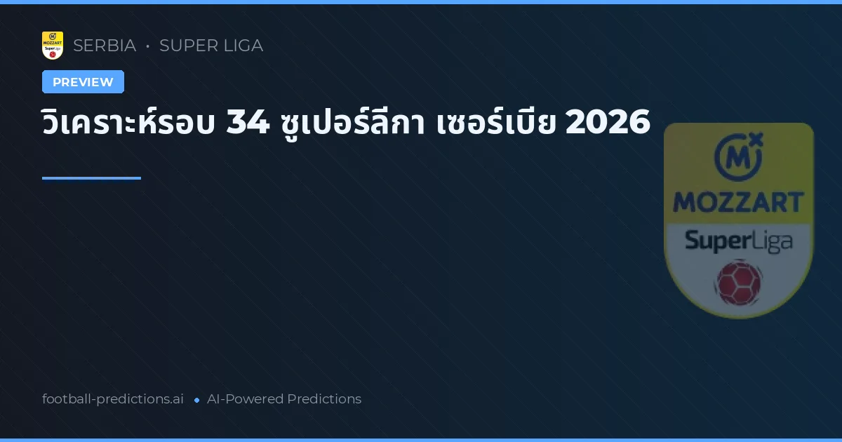 วิเคราะห์รอบ 34 ซูเปอร์ลีกา เซอร์เบีย 2026