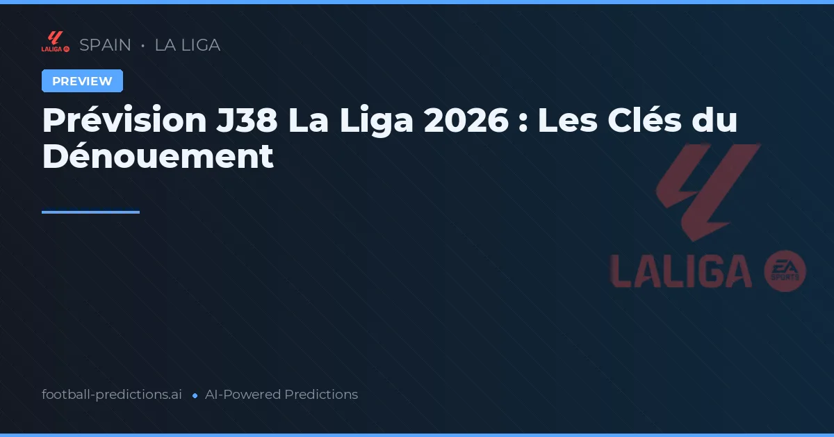 Prévision J38 La Liga 2026 : Les Clés du Dénouement