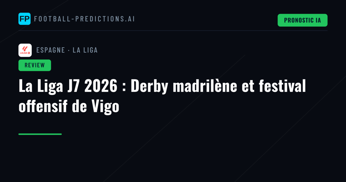 La Liga J7 2026 : Derby madrilène et festival offensif de Vigo