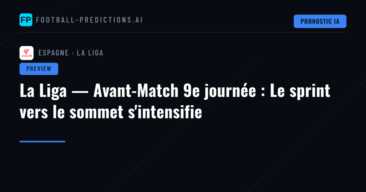 La Liga — Avant-Match 9e journée : Le sprint vers le sommet s'intensifie
