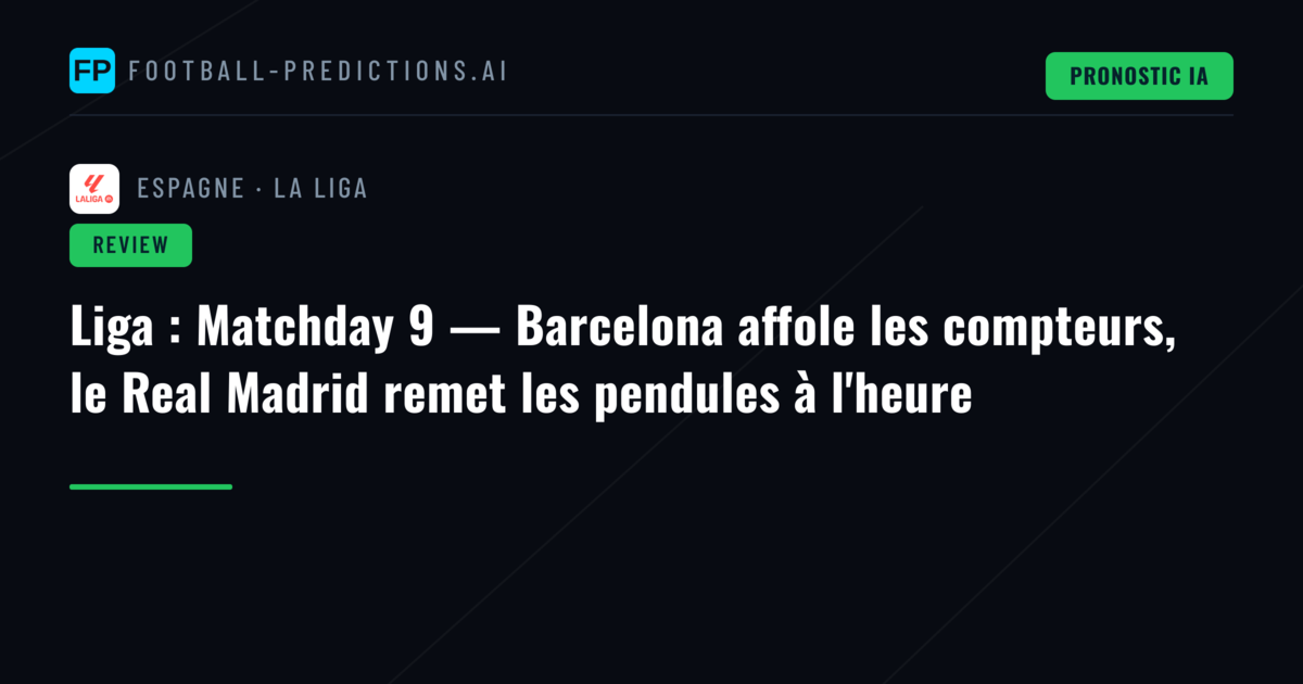 Liga : Matchday 9 — Barcelona affole les compteurs, le Real Madrid remet les pendules à l'heure