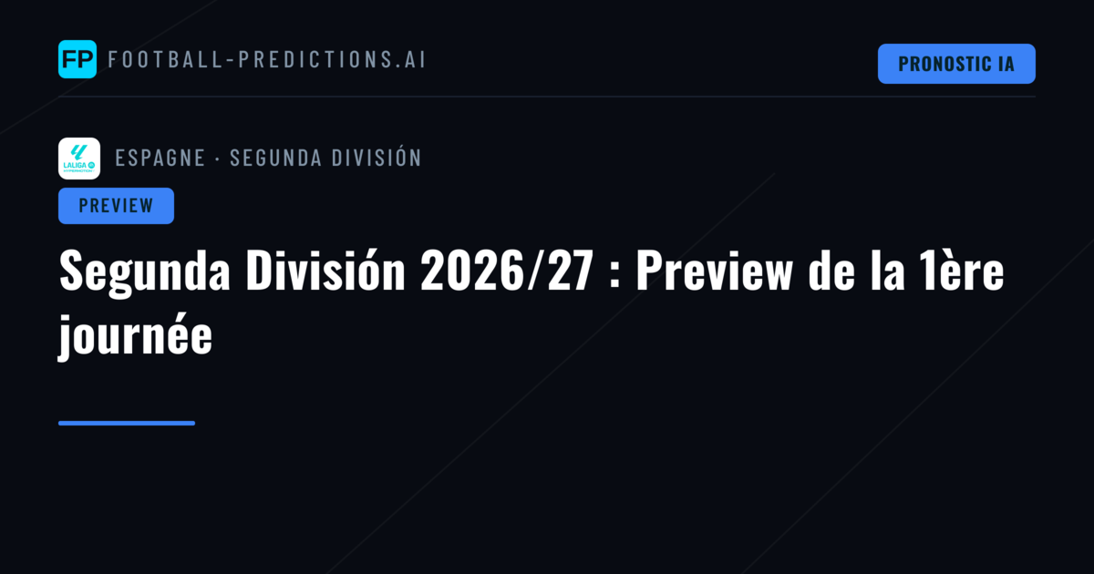 Segunda División 2026/27 : Preview de la 1ère journée
