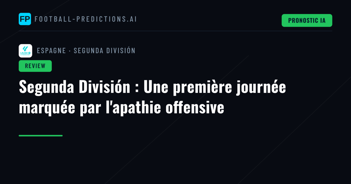 Segunda División : Une première journée marquée par l'apathie offensive