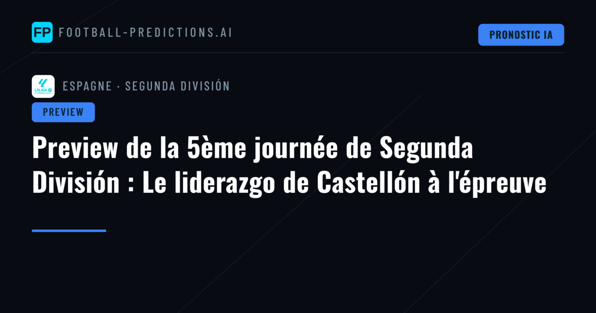 Preview de la 5ème journée de Segunda División : Le liderazgo de Castellón à l'épreuve