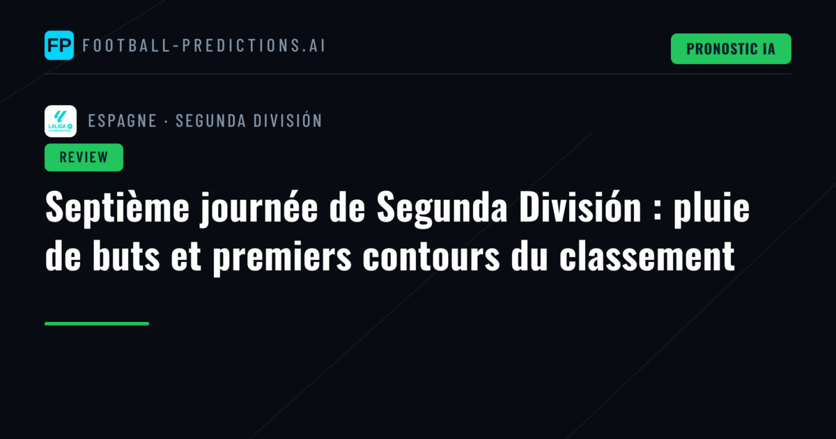 Septième journée de Segunda División : pluie de buts et premiers contours du classement