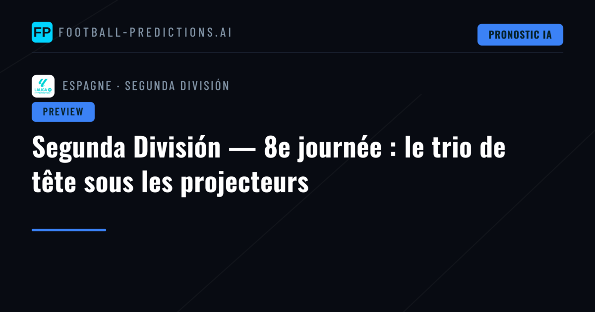 Segunda División — 8e journée : le trio de tête sous les projecteurs