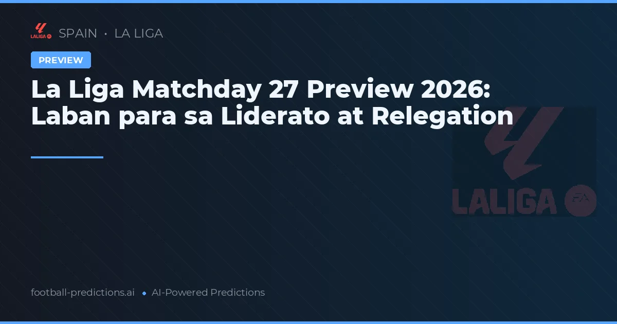 La Liga Matchday 27 Preview 2026: Laban para sa Liderato at Relegation