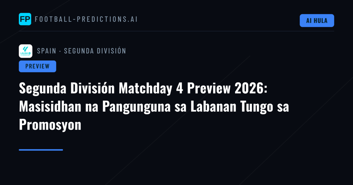 Segunda División Matchday 4 Preview 2026: Masisidhan na Pangunguna sa Labanan Tungo sa Promosyon