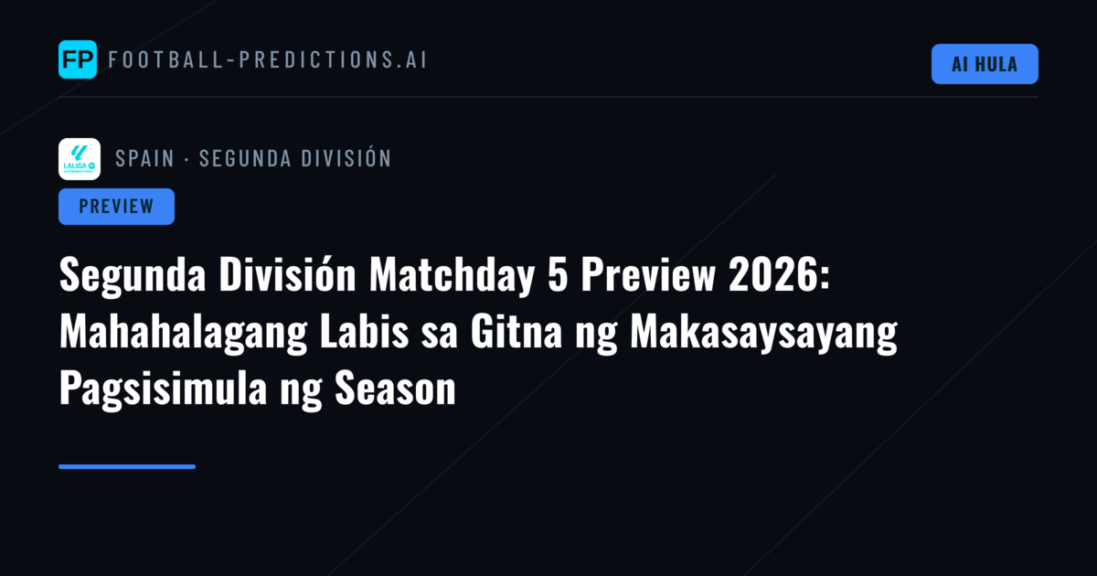Segunda División Matchday 5 Preview 2026: Mahahalagang Labis sa Gitna ng Makasaysayang Pagsisimula ng Season